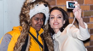 Angelina Jolie selfie with her fan