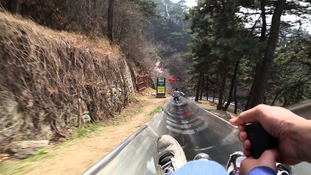 toboggan down from the Great Wall of China