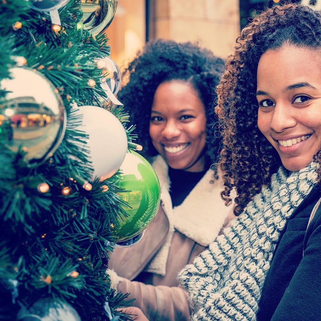 Christmas tree selfie friends