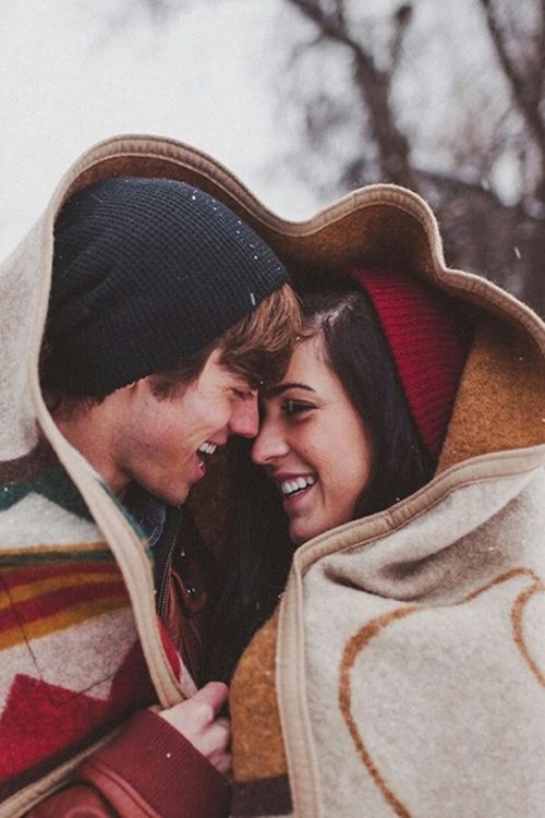taking romantic winter selfies 